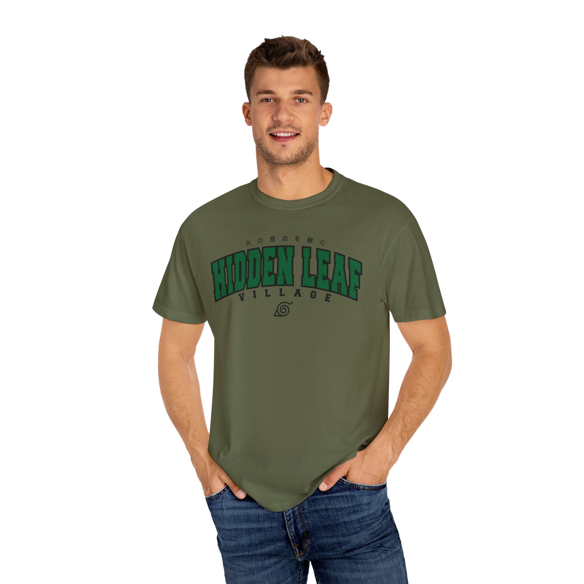 Hidden Leaf Village | Naruto Inspired Collegiate Shirt | Unisex Garment-Dyed T-shirt