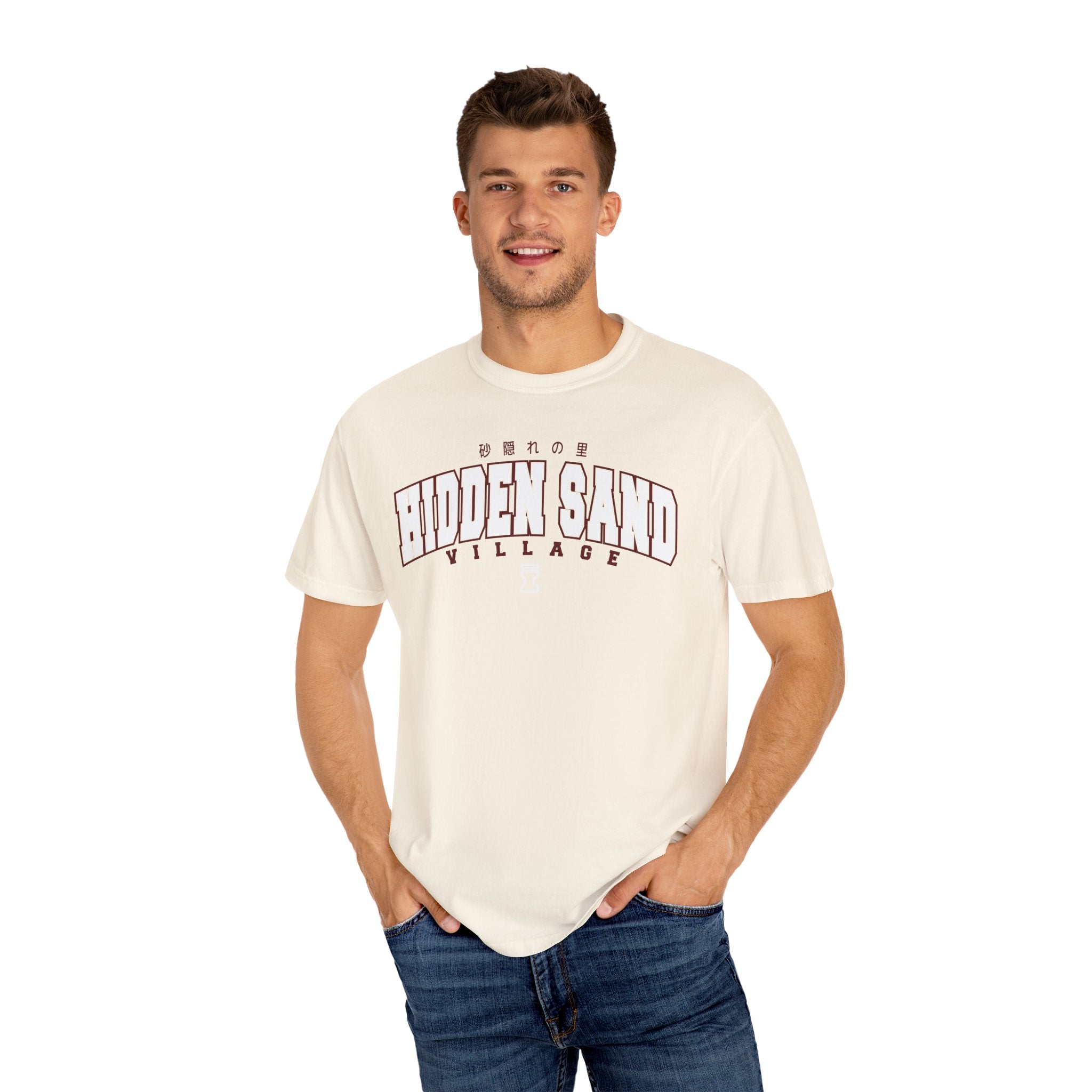 Hidden Sand Village | Naruto Inspired Collegiate Shirt | Unisex Garment-Dyed T-shirt