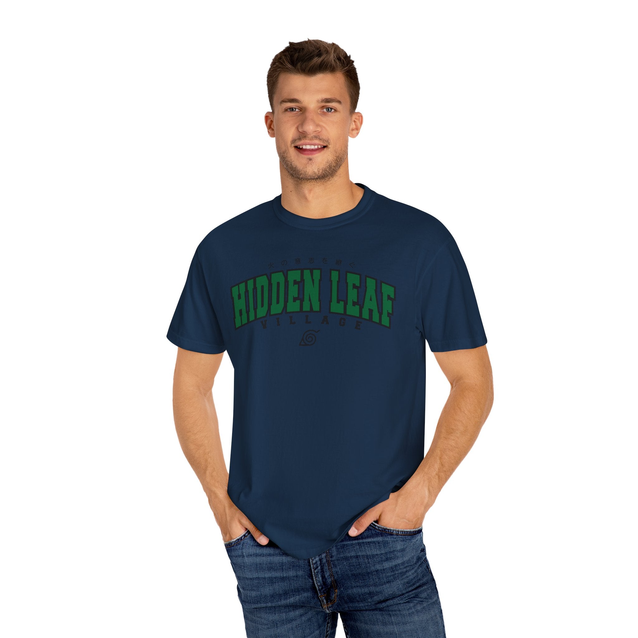 Hidden Leaf Village | Naruto Inspired Collegiate Shirt | Unisex Garment-Dyed T-shirt