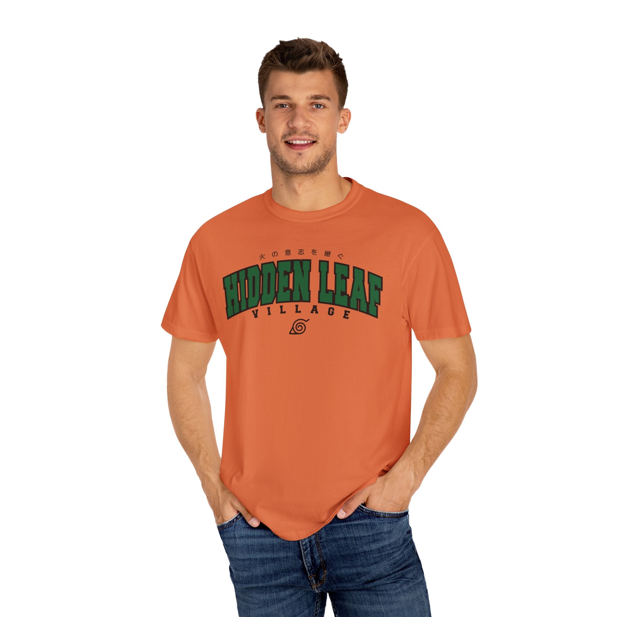 Hidden Leaf Village | Naruto Inspired Collegiate Shirt | Unisex Garment-Dyed T-shirt