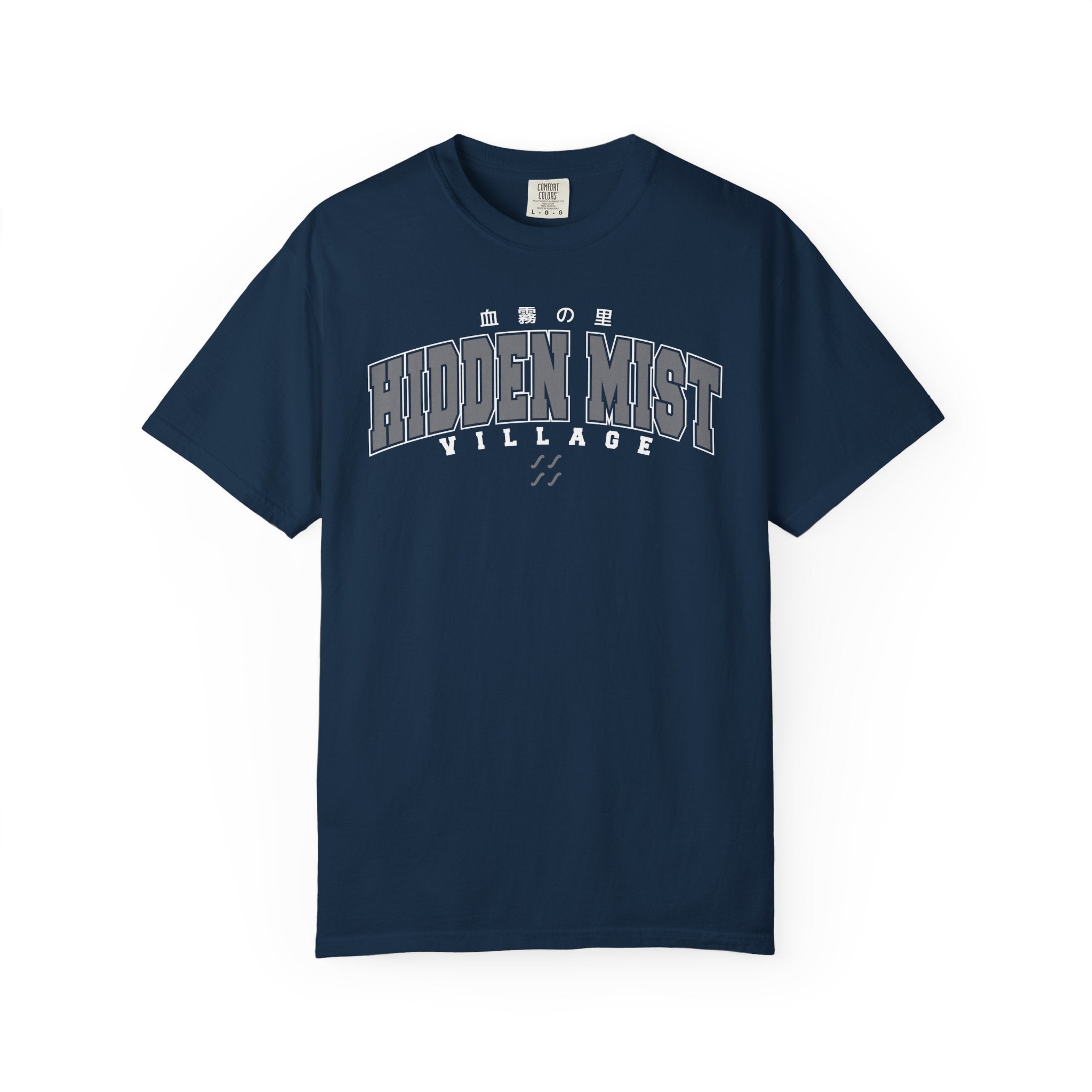 Hidden Mist Village | Naruto Inspired Collegiate Shirt | Unisex Garment-Dyed T-shirt