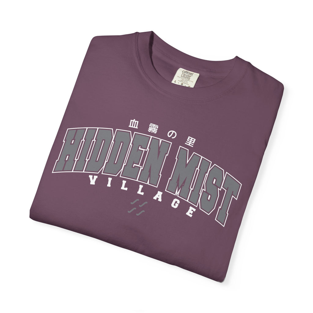 Hidden Mist Village | Naruto Inspired Collegiate Shirt | Unisex Garment-Dyed T-shirt