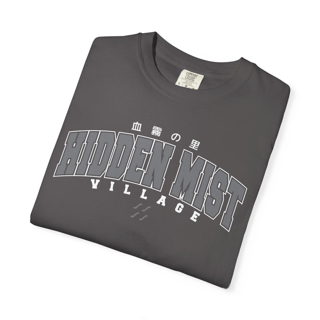 Hidden Mist Village | Naruto Inspired Collegiate Shirt | Unisex Garment-Dyed T-shirt
