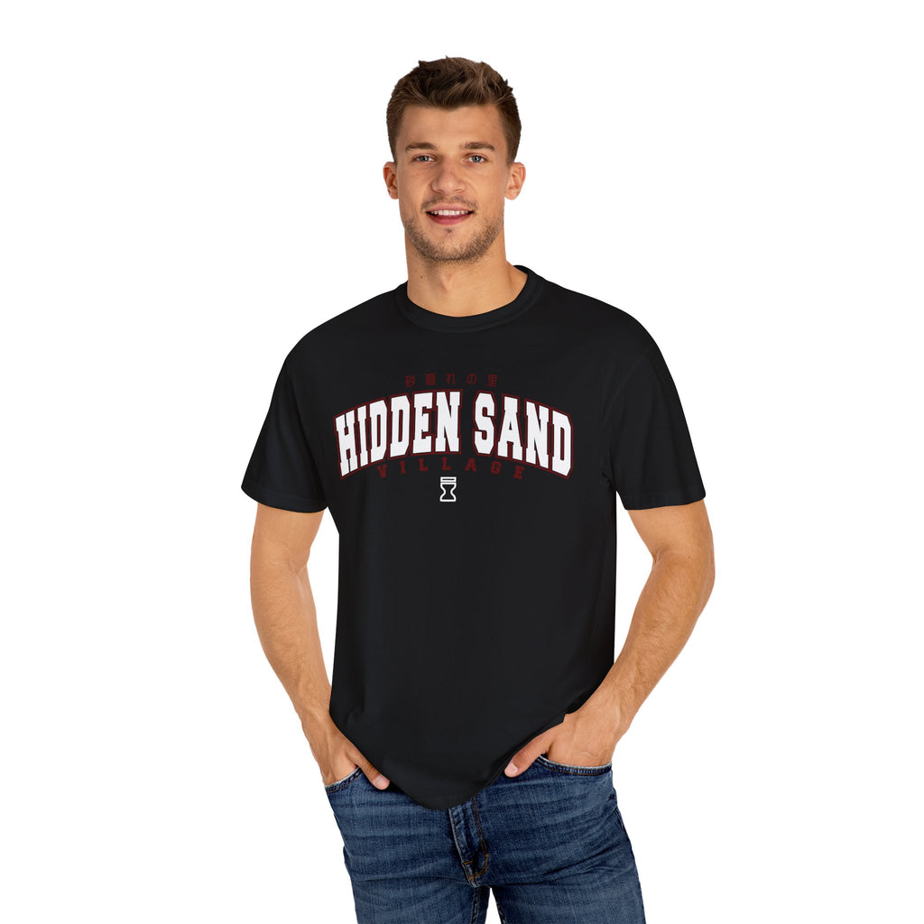 Hidden Sand Village | Naruto Inspired Collegiate Shirt | Unisex Garment-Dyed T-shirt